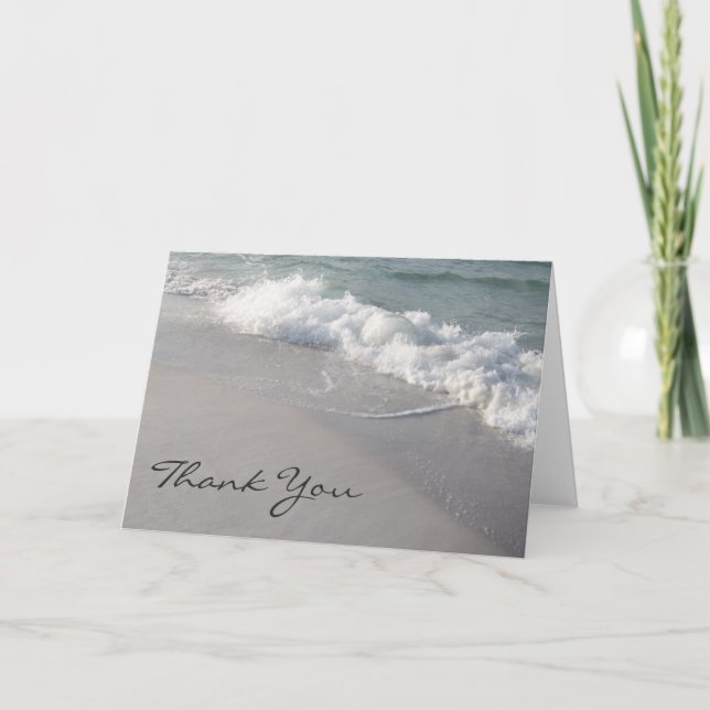 Tarjeta de agradecimiento de olas de océano y aren (Anverso)