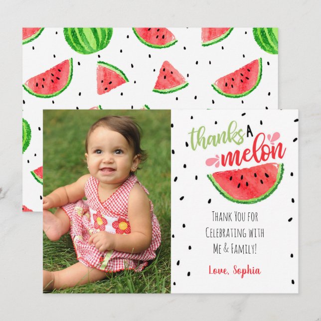 Tarjeta de agradecimiento de One in a Melon - Rojo (Anverso / Reverso)
