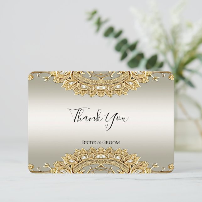 Tarjeta de agradecimiento de Ornate Gold (Anverso de pie)
