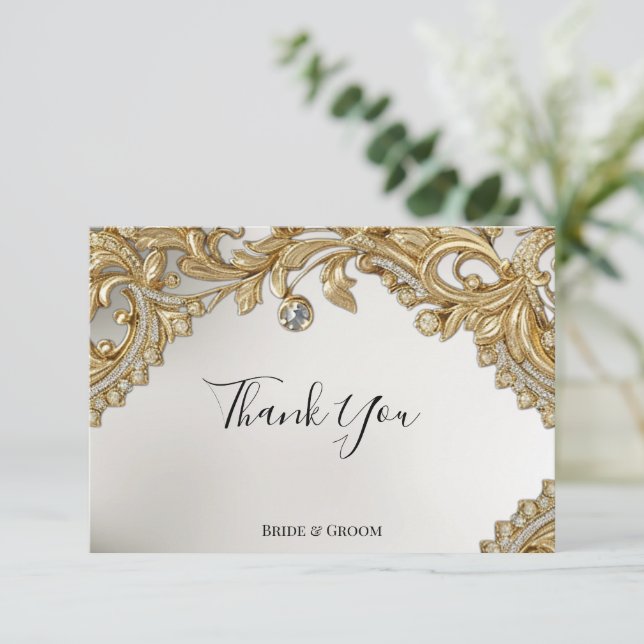 Tarjeta de agradecimiento de oro decorativo (Anverso de pie)