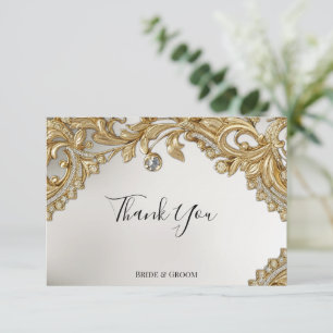 Tarjeta de agradecimiento de oro decorativo