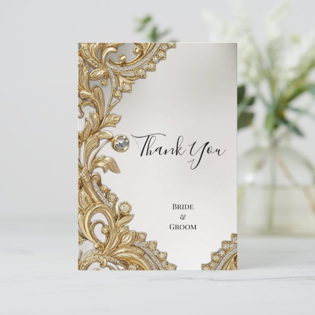 Tarjeta de agradecimiento de oro decorativo (Anverso de pie)