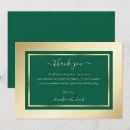 Tarjeta de agradecimiento de oro verde esmeralda d