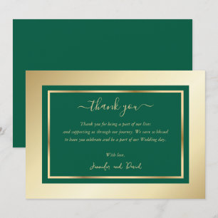 Tarjeta de agradecimiento de oro verde esmeralda d