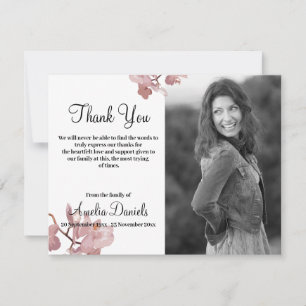 Tarjeta de agradecimiento de orquídea rosa en memo