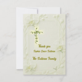 Tarjeta de agradecimiento de orquídea y cruz de vi