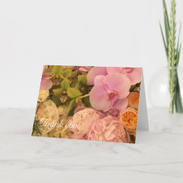 Tarjeta de agradecimiento de orquídea y peonía