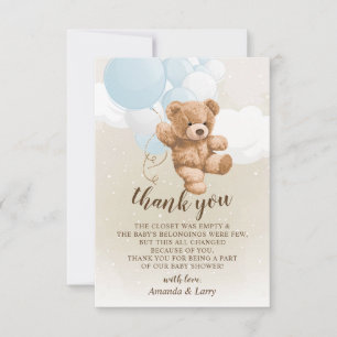 Tarjeta de agradecimiento de osito de peluche con 
