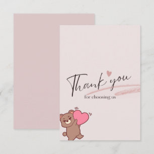 Tarjeta de agradecimiento de osito de peluche lind
