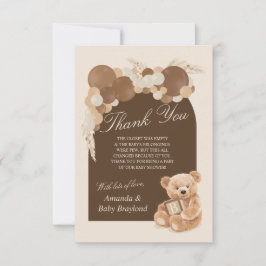 Tarjeta de agradecimiento de oso de peluche de hie