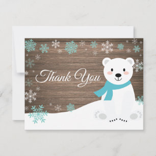 Tarjeta de agradecimiento de oso polar de invierno