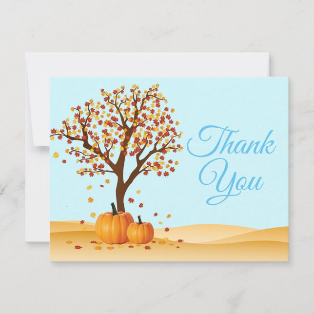 tarjeta de agradecimiento de otoño árboles calabaz (Anverso)