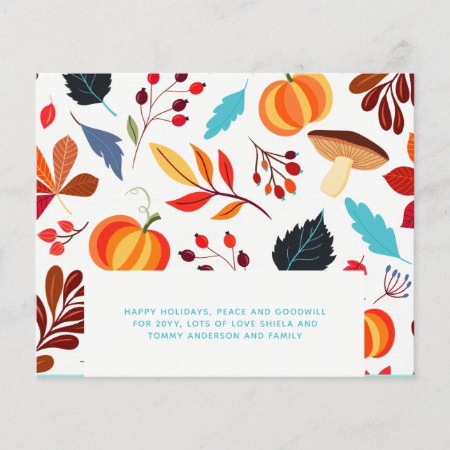 Tarjeta de agradecimiento de otoño de presupuesto  (Anverso)