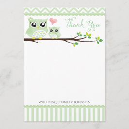 Tarjeta de agradecimiento de Owl Baby Shower | Che
