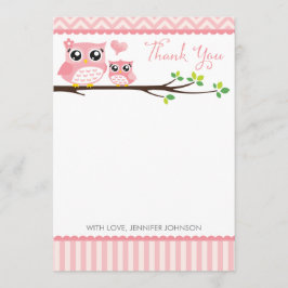 Tarjeta de agradecimiento de Owl Baby Shower | Chi