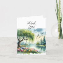 Tarjeta de agradecimiento de paisaje en acuarela