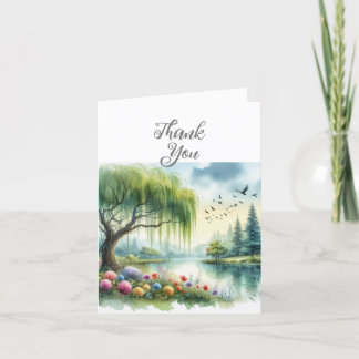 Tarjeta de agradecimiento de paisaje en acuarela