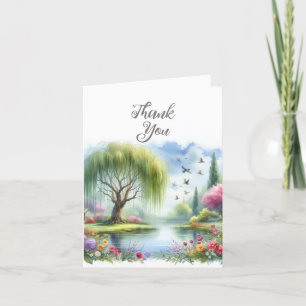 Tarjeta de agradecimiento de paisaje en acuarela