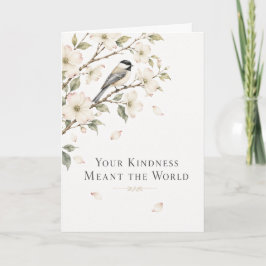 Tarjeta de agradecimiento de pájaro elegante acuar