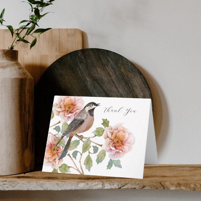 Tarjeta de agradecimiento de pájaro en flores (Subido por el creador)