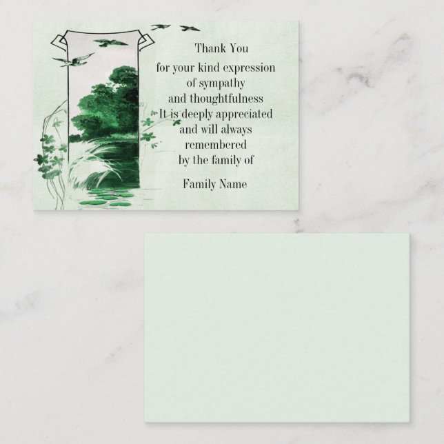 Tarjeta de agradecimiento de pájaro sobre árbol ve (Anverso / Reverso)