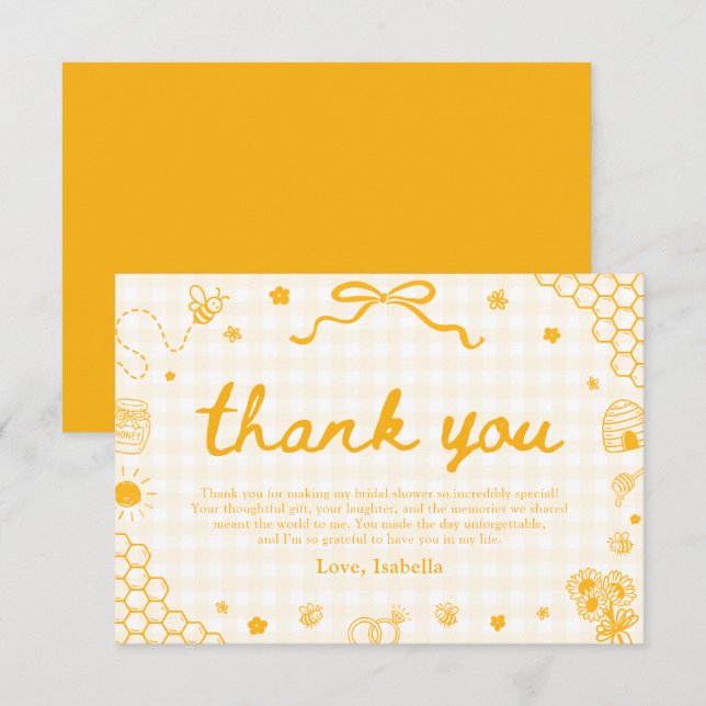 Tarjeta de agradecimiento de panal de abeja de mie (Anverso / Reverso)