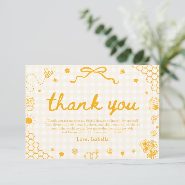Tarjeta de agradecimiento de panal de abeja de mie (Anverso de pie)