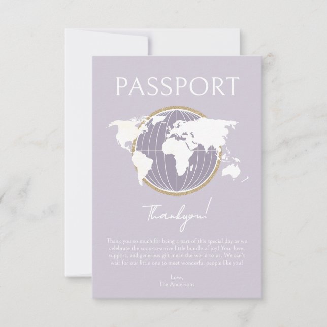 Tarjeta de agradecimiento de Passport Travel Baby  (Anverso)