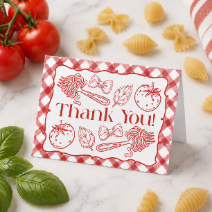 Tarjeta de agradecimiento de pasta italiana dibuja