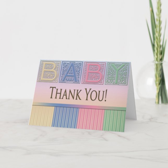 Tarjeta de agradecimiento de Pastel Baby Shower (Anverso)