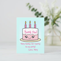 Tarjeta de agradecimiento de pastel de cumpleaños