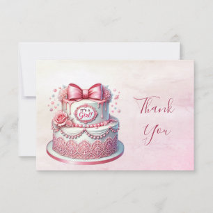 Tarjeta de agradecimiento de pastel decorativo laz