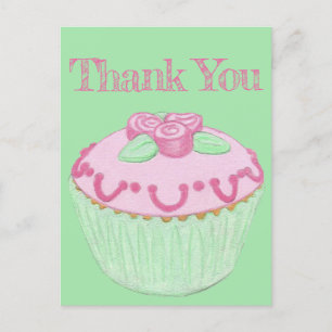 Tarjeta de agradecimiento de pastelito Pink Green