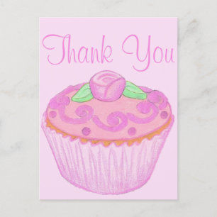 Tarjeta de agradecimiento de pastelito Pink Green