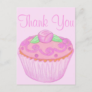 Tarjeta de agradecimiento de pastelito Pink Green