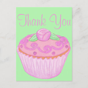 Tarjeta de agradecimiento de pastelito Pink Green 