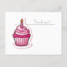 Tarjeta de agradecimiento de pastelito rosa lindo