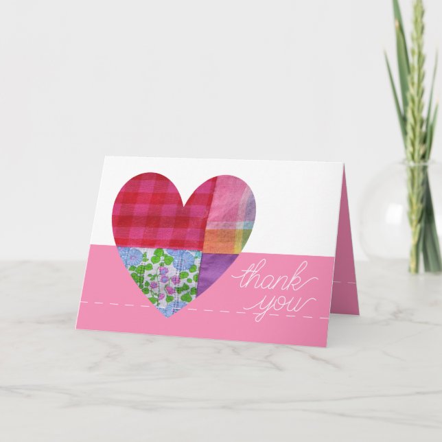Tarjeta de agradecimiento de Patchwork Heart (Anverso)