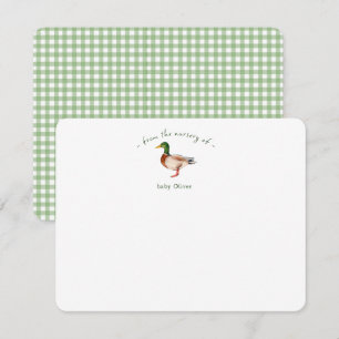 Tarjeta de agradecimiento de pato Mallard de acuar