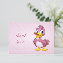 Tarjeta de agradecimiento de pato rosa