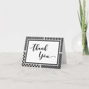 Tarjeta de agradecimiento de patrón retro en blanc
