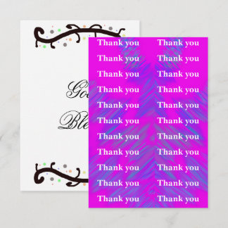Tarjeta de agradecimiento de patrón rosa y púrpura