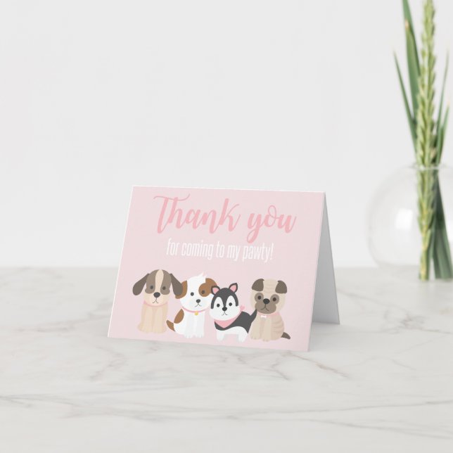 Tarjeta de agradecimiento de Pawty de cachorro ros (Anverso)
