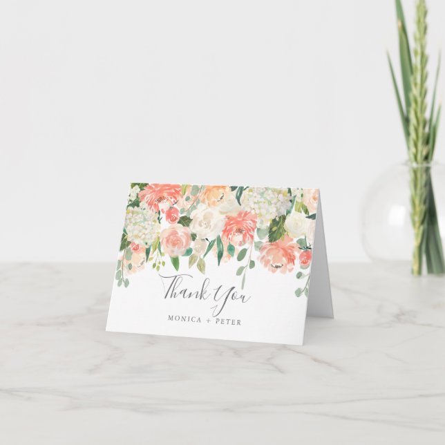 Tarjeta de agradecimiento de Peach and Cream Boda (Anverso)