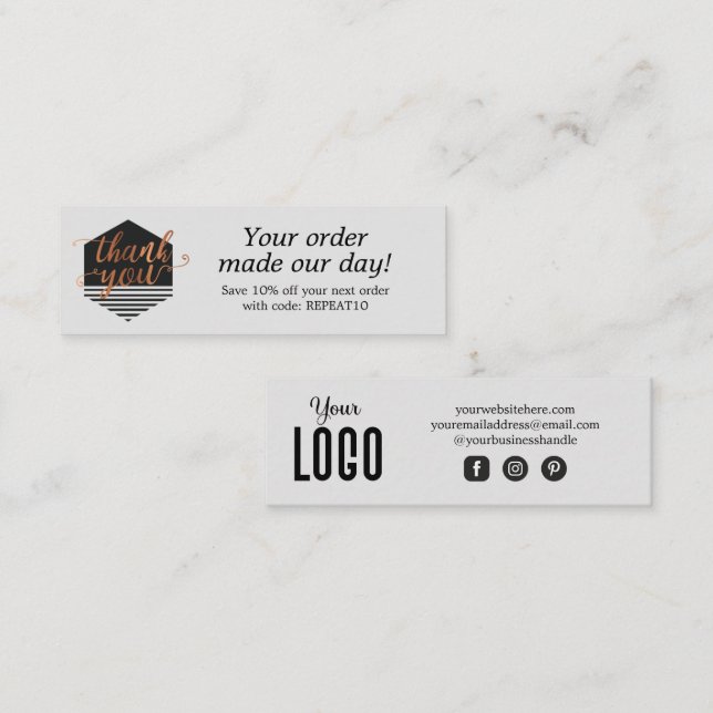 Tarjeta de agradecimiento de pedido de Personaliza (Anverso / Reverso)