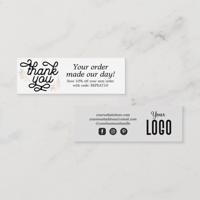 Tarjeta de agradecimiento de pedido de Personaliza (Anverso / Reverso)