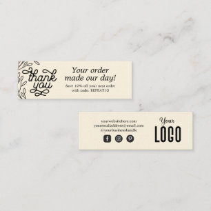 Tarjeta de agradecimiento de pedido personalizado