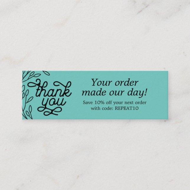 Tarjeta de agradecimiento de pedido personalizado  (Anverso)