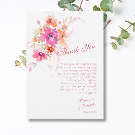 Tarjeta de agradecimiento de peonía de flor silves