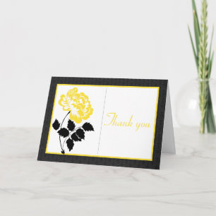 Tarjeta de agradecimiento de peonía negra, blanca 